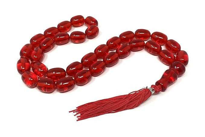 Red Kerwa Mala 33 Beads – Short Traditional Beaded Necklace for Prayer & Daily Wear