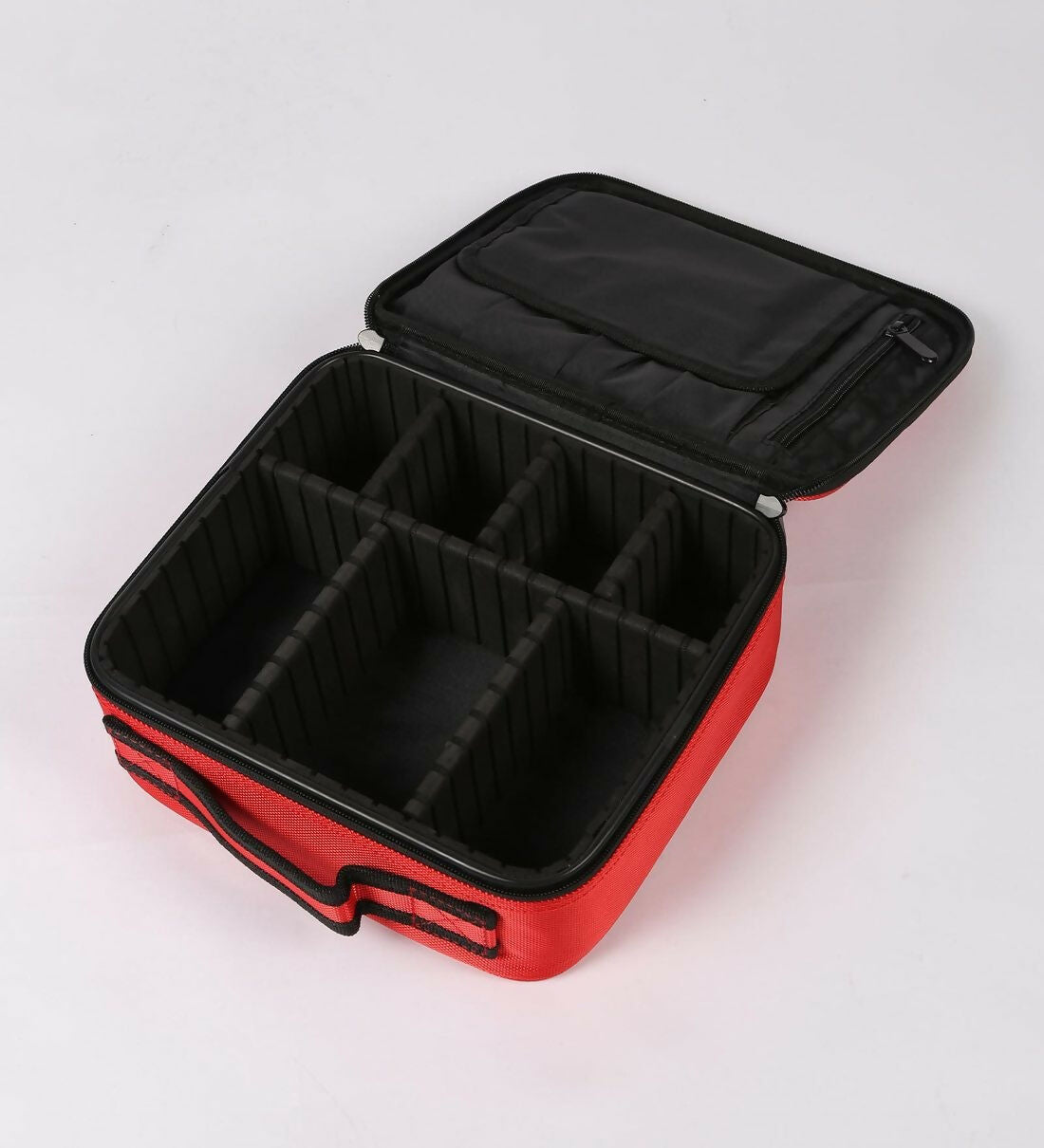 7 Compartments Storage Leather Make Up Organisers (Red, TPT)