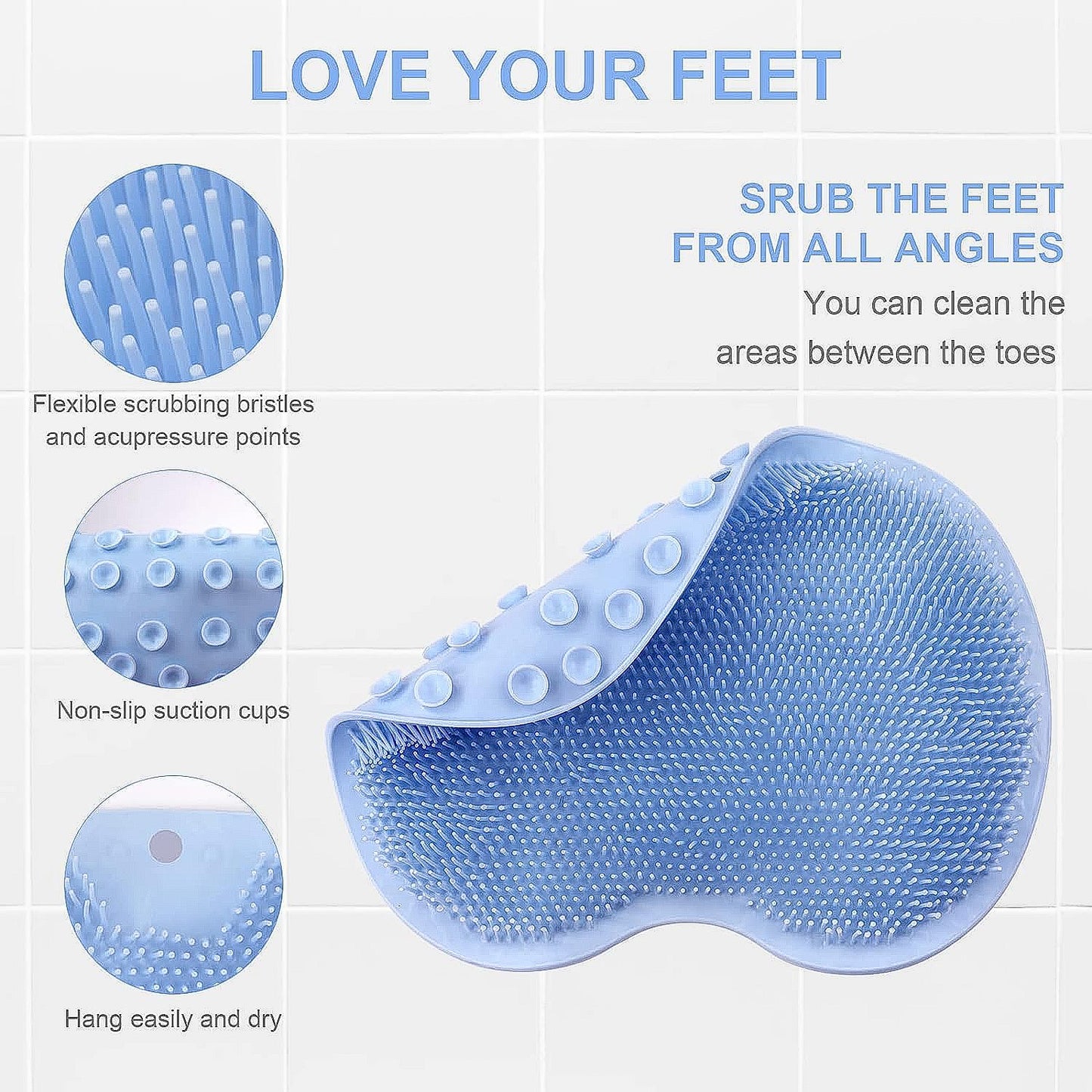 Silicone Bath Massage Cushion With Suction Cup Shower Foot Scubber Brush Foot Bath Mat Scrubber Anti-slip Exfoliating Dead Skin Massage Pad Lazy Wash Feet Bathroom Mat