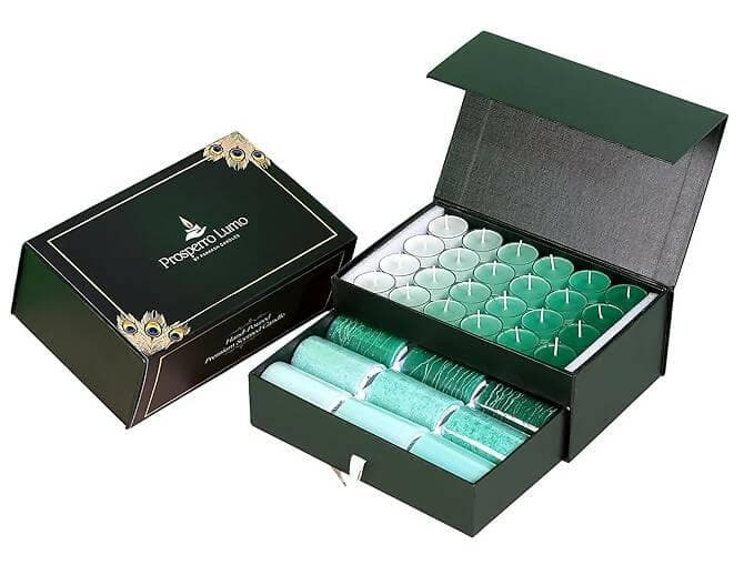 PROSPERRO LUMO by Parkash Candles Handcrafted Luxury Scented Candles Gift Set (Flora Luxe - Green) - HalfPe