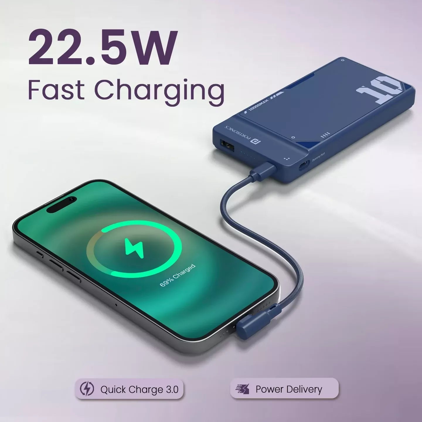 Portronics Luxcell UNO 10 10000mAh 22.5W Power Bank Halfpe Deals
