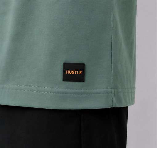 HUSTLE Men's Crew Neck Oversized T-Shirt – Jade Green(Oversized fit)