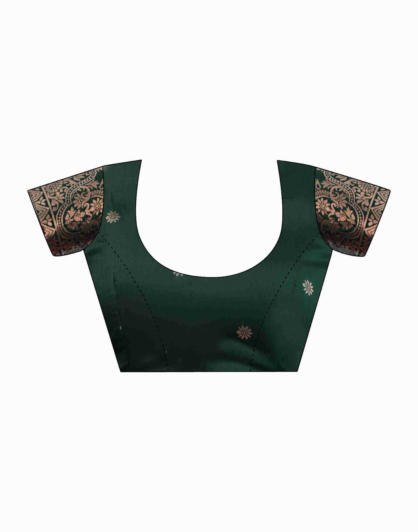 AXONIT Luxury Wedding Wear Emerald Soft Silk Saree with Heavy Golden Zari Work and Mustard-Gold Designer Pallu