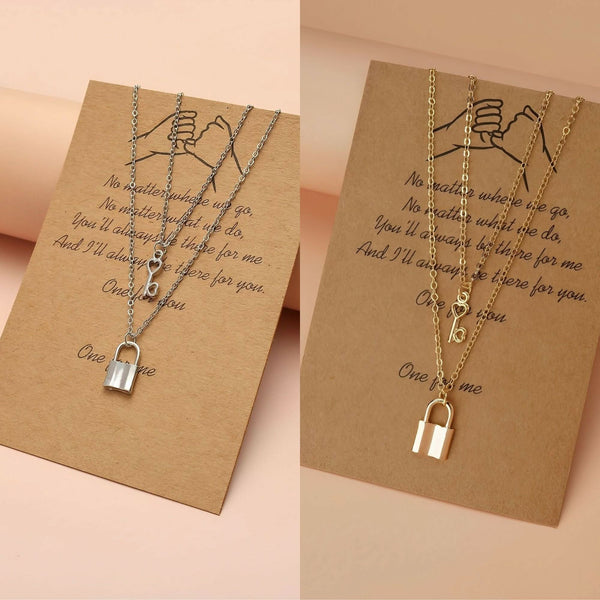 Key to Elegance: Gold & Silver Layered Chain Necklace Set of 2