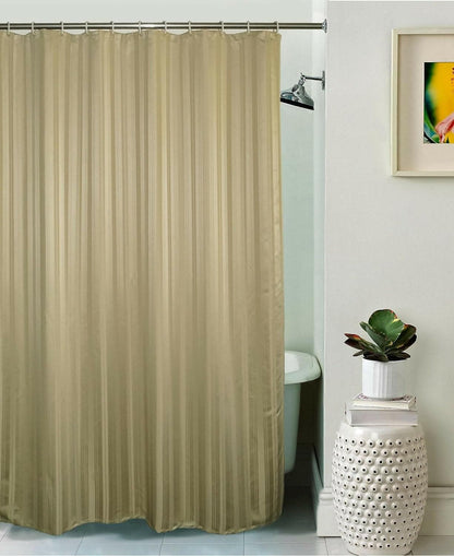 Lushomes shower curtain, Striped Thin Stripe, Polyester waterproof 6x6.5 ft with hooks, non-PVC, Non-Plastic, For Washroom, Balcony for Rain, 12 eyelet & Hooks (6 ft W x 6.5 Ft H, Single piece) - HalfPe