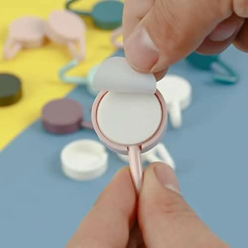 10 Pieces Round Adhesive Sticky Hooks for Wall (Multicolour) - HalfPe