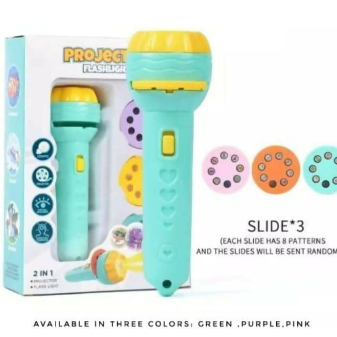 Kids Mini Slide Projector Torch – Educational Flashlight with Fun Images for Learning & Bedtime Stories