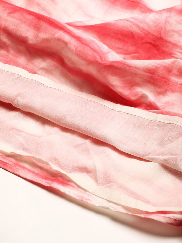 Bollywood Vogue Ready To Wear Pink Tie N Dye Ruffled Dress