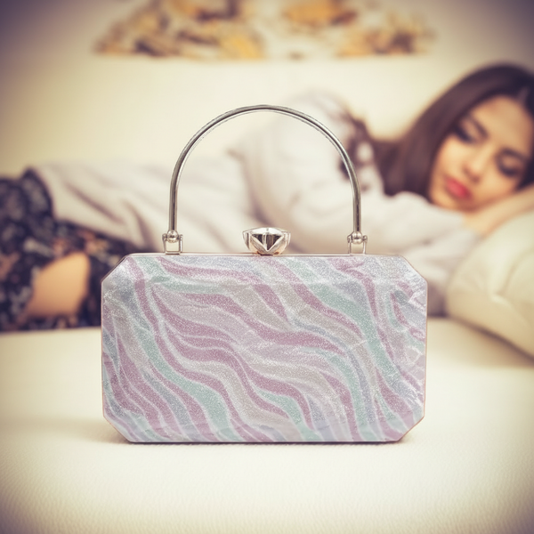 Premium Bridal Clutch with Top handle Detachable Chain Sling Strap( Pink ) SUPER