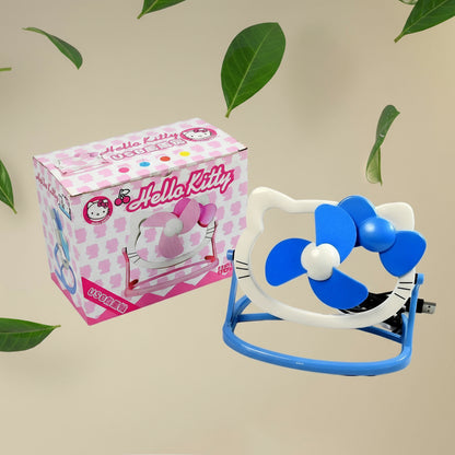 Hello Kitty Cartoon Fan Cute Bright Color Desktop Office Usb Mini Fan Personal Desktop Fan (Battery Not Include)