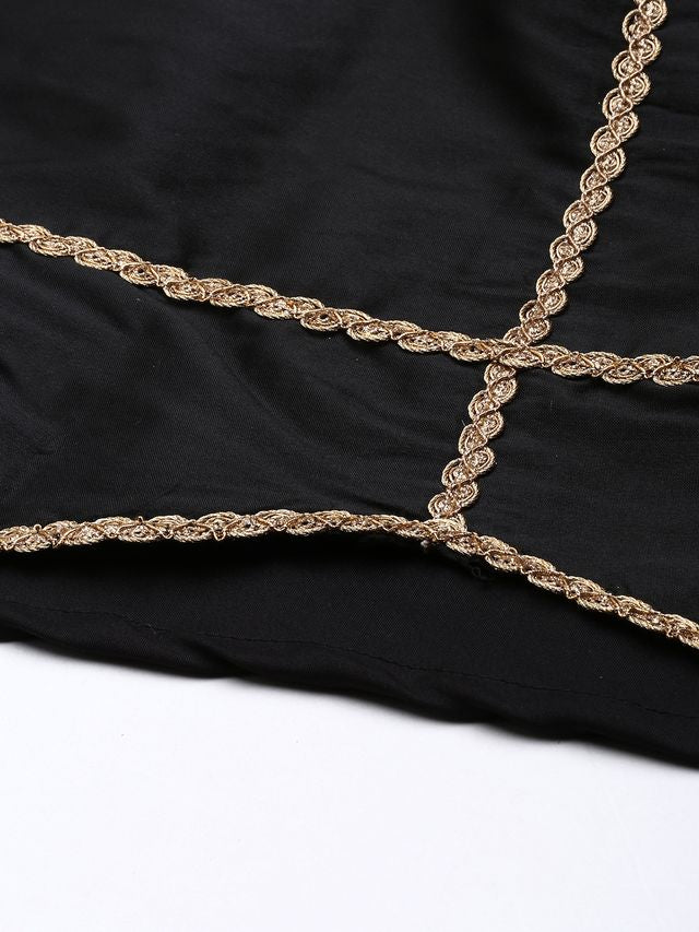 Bollywood Vogue Ready To Wear Black Embroidered Kali Lehenga Set