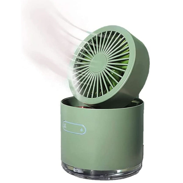 Mini Desktop Cooling Fan Automatic Shaking Head Rotating Spray Humidifier Fan Water Cooling Small Fan Desktop Mini Air Conditioning Fan With Small Water Tank (Battery Not Include)