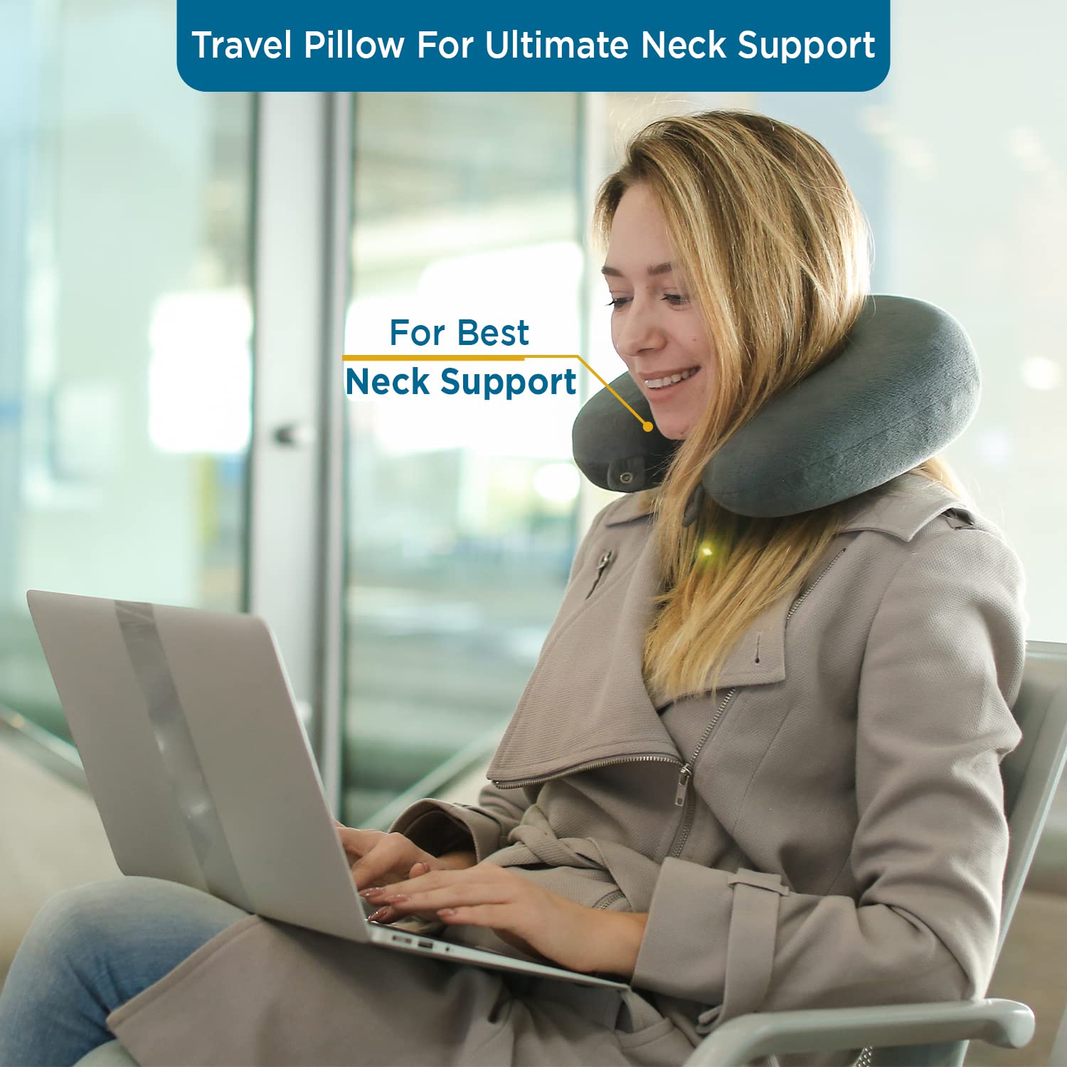 Sleepsia Velvet Microfiber Neck Travel Pillow (Grey, Pack of 1)