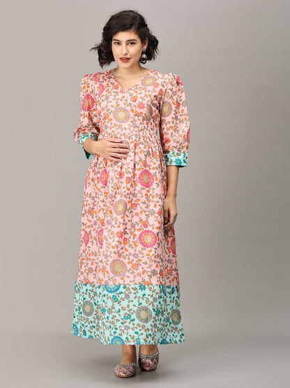 Neerja Muslin Maternity And Nursing Maxi Dress - MEW-SK-PKMS-S