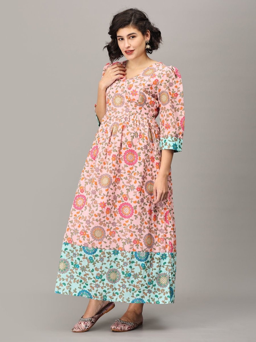 Neerja Muslin Maternity And Nursing Maxi Dress - MEW-SK-PKMS-S
