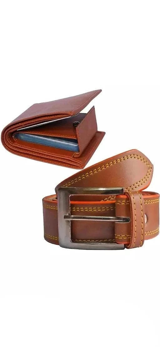 Fancy Unique Men Brown Belt & Wallet (Combo) - HalfPe