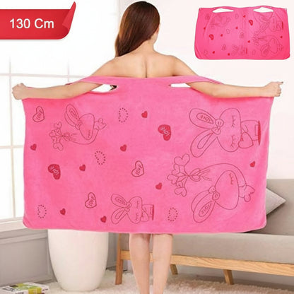 Soft & Absorbent Microfiber Bath Towel Wrap With Shoulder Straps (1 Pc)