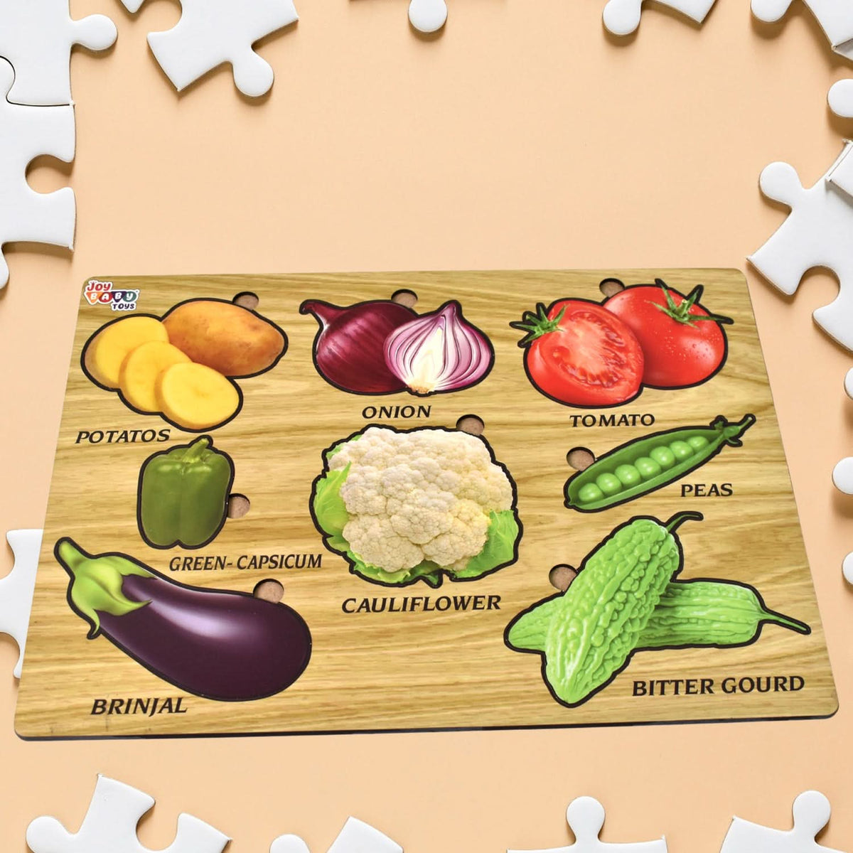 Wooden Vegetable Puzzle Learning Educational Board (1 Set  2820 Cm) HP DD
