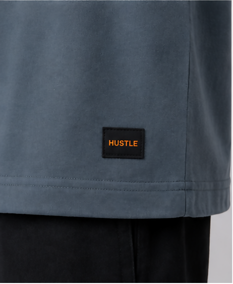 HUSTLE Men's Crew Neck Oversized Fit T-Shirt – Slate Blue(Over Sized Fit)
