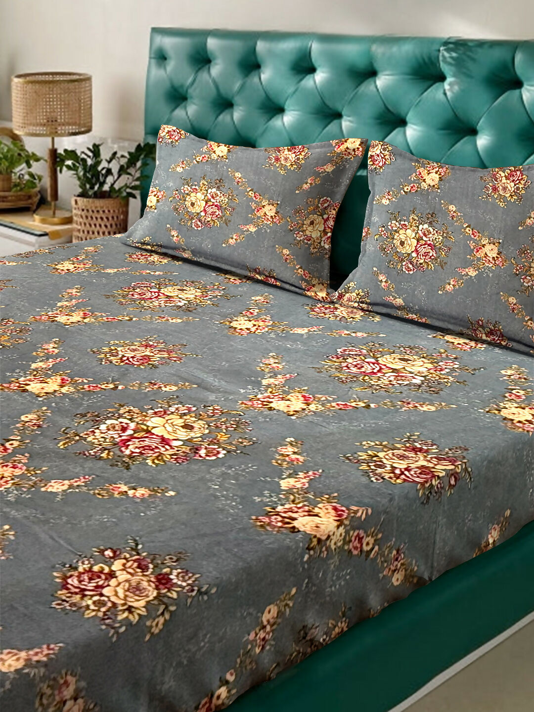 Easy Care Micro Polyester Double Bedsheet with 2 Pillow Covers (224x254 cm) PANCHAJANYA FASHIONS