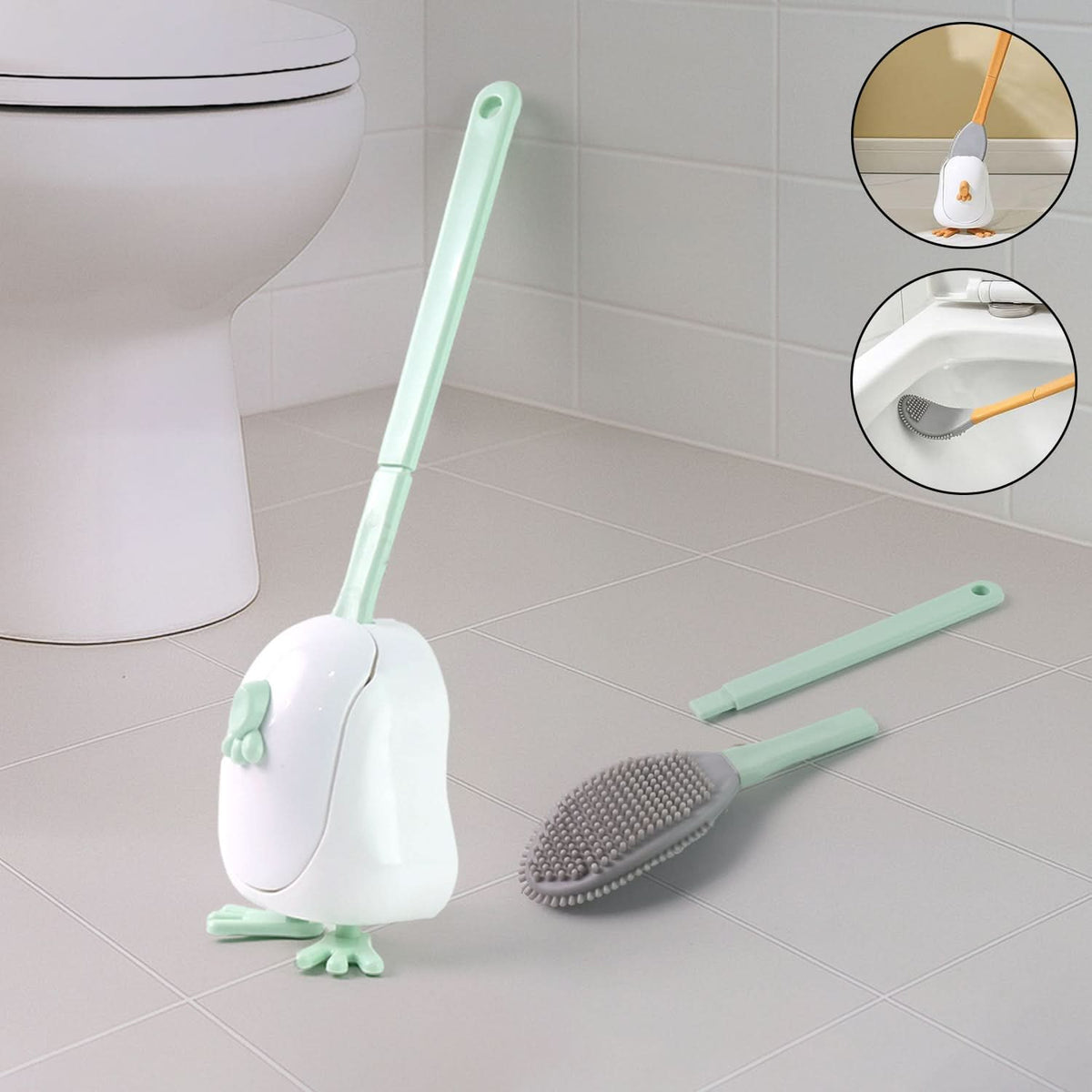 Flexible Silicone Toilet Cleaning Brush Set HP DD