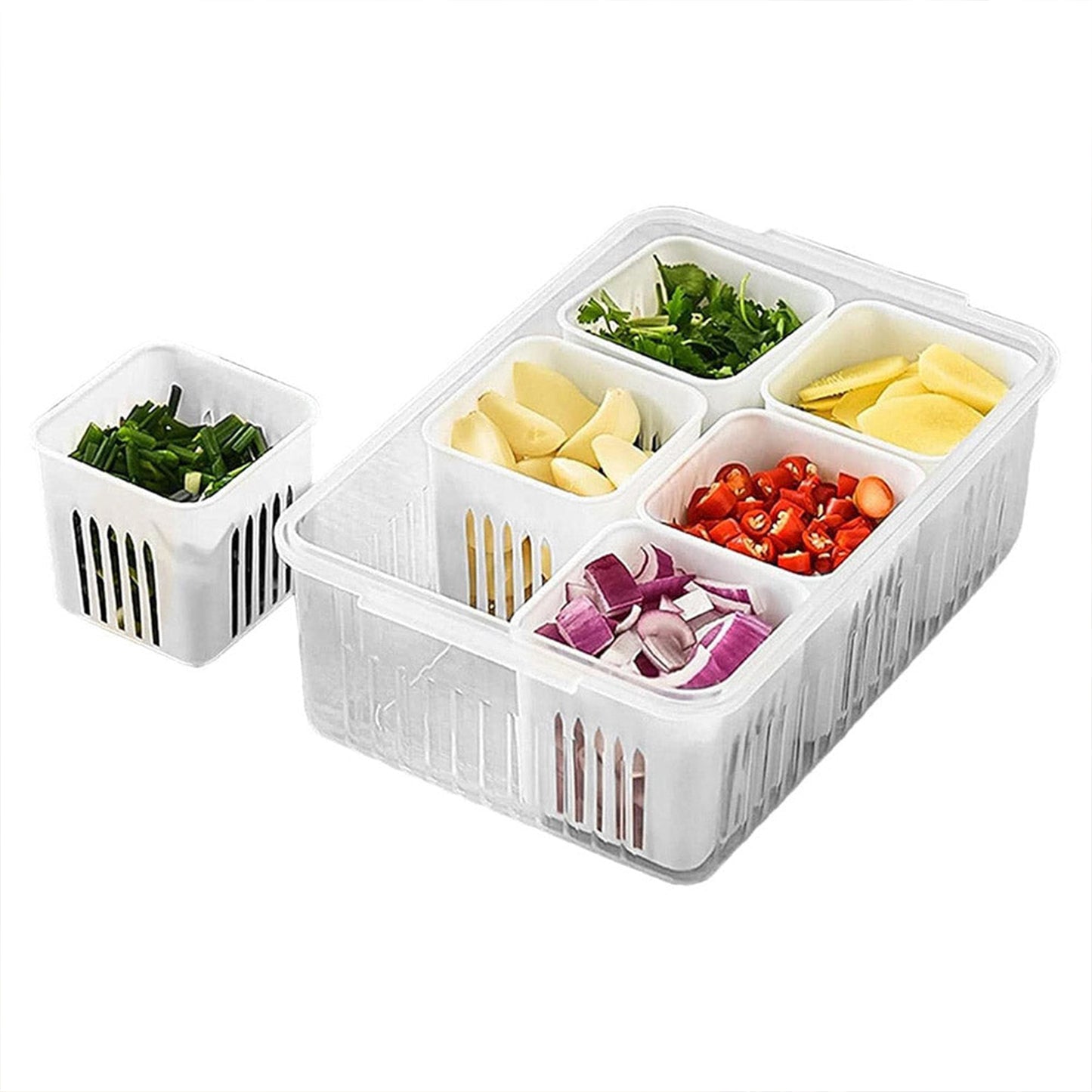 Fridge Storage Boxes Container For Kitchen Storage & Set Storage In Kitchen Vegetable Storage Draining Crisper Refrigerator Food Box (1 Pc)
