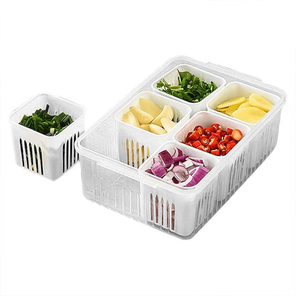 Fridge Storage Boxes Container For Kitchen Storage & Set Storage In Kitchen Vegetable Storage Draining Crisper Refrigerator Food Box (1 Pc)