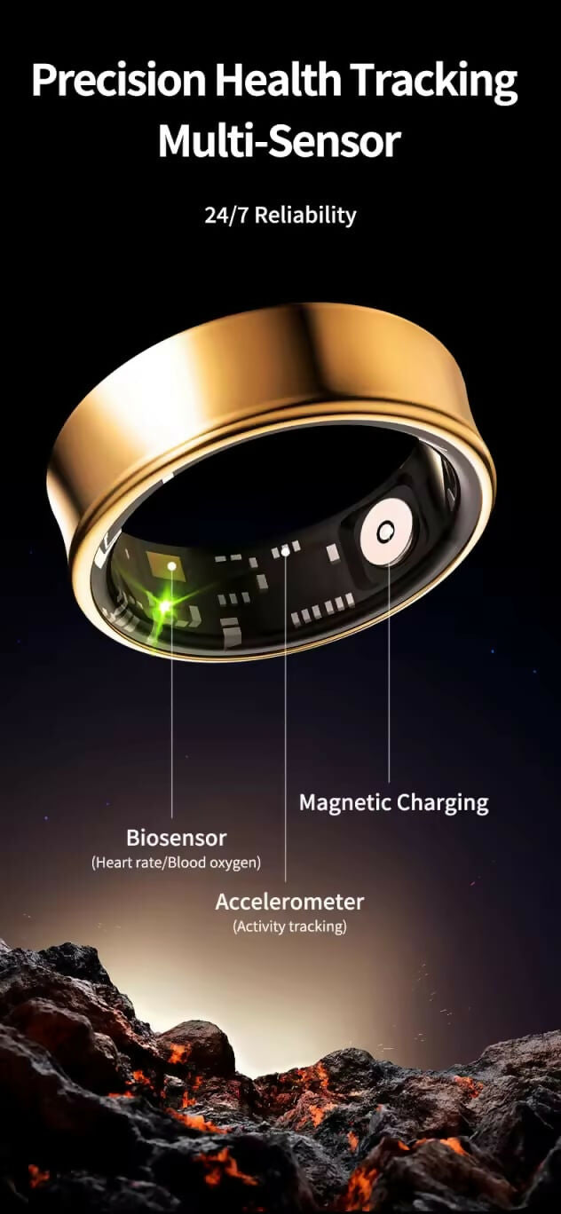 Smart Health Tracking Ring – Sleek Metal Design JPS PRODUCTS (ACHSA)