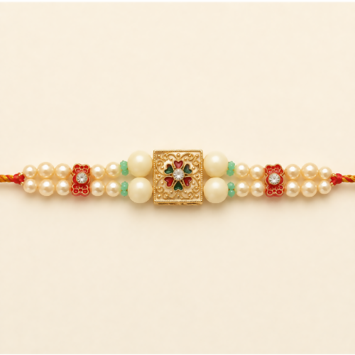 Pearl Beaded Designer Rakhi for Brother | Elegant Raksha Bandhan Rakhi Set(Pack of 2)