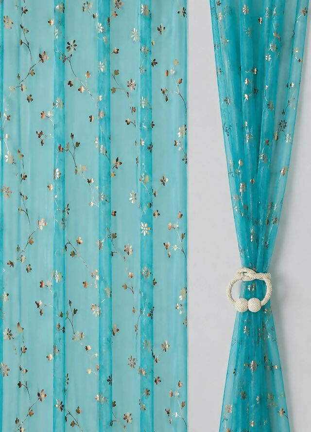 Shree Decor Sheer Transparent Net Curtain – Design 4 (700 Series) | 9FT | Lightweight Decorative for Door, Window & Pooja Room