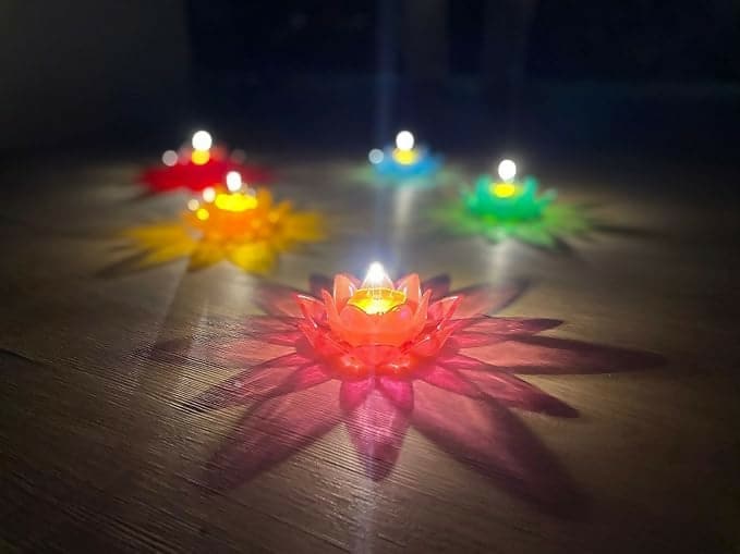 Water Sensor 3D Lotus Reflection Diyas (set of 4)