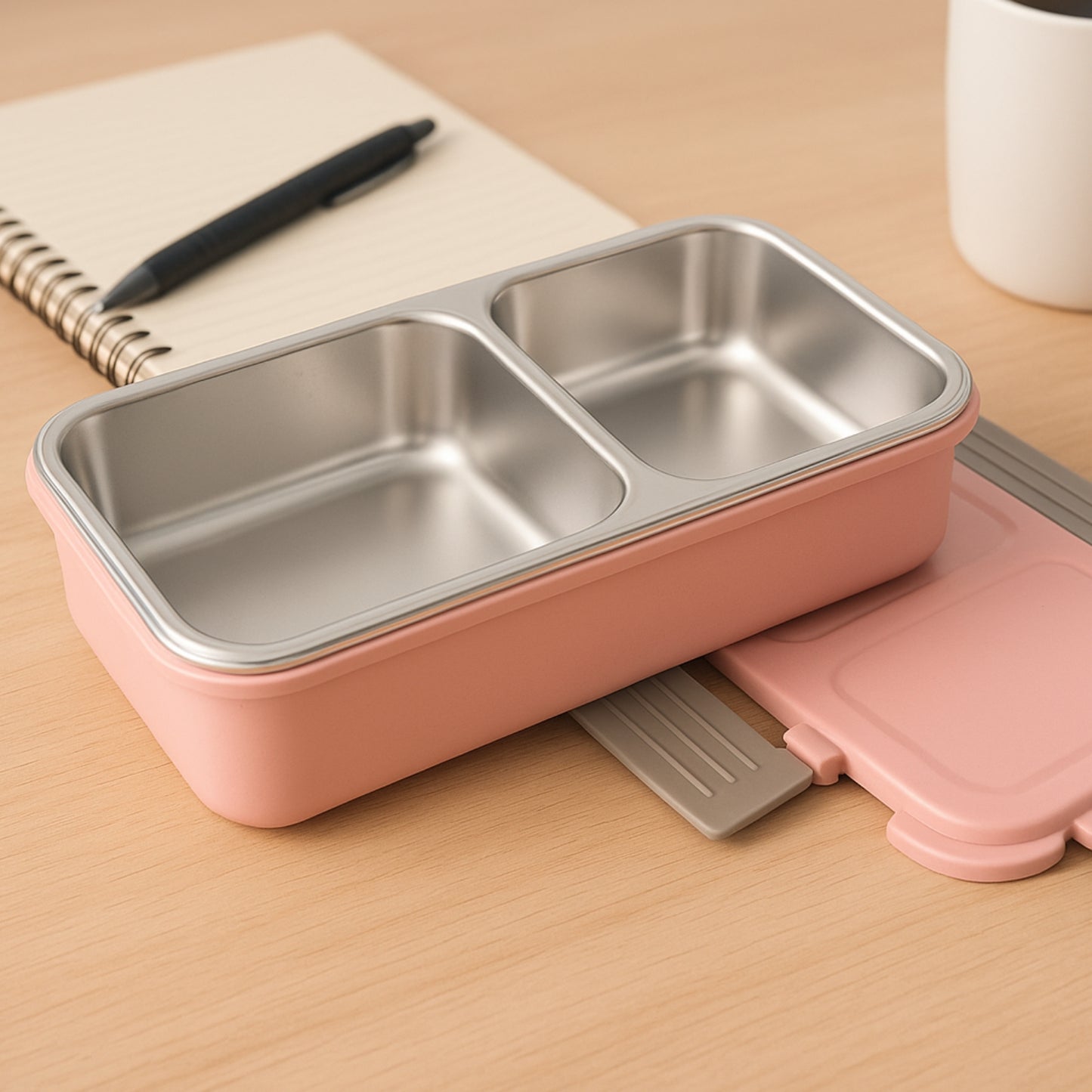 Miracle Quick Lock Leak Proof 2 Compartment Stainless Steel Lunch Box Inner Plate Reusable Microwave Freezer Safe Lunch Box Trendy Thermal Insulation Leak Proof For Office Vacuum Tiffin Box For Boys  Girls  School  Office Women And Men