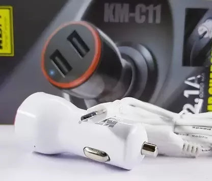 KDM with 2 USB Ports Car Charger KM-C301( MULTI COLOURS)