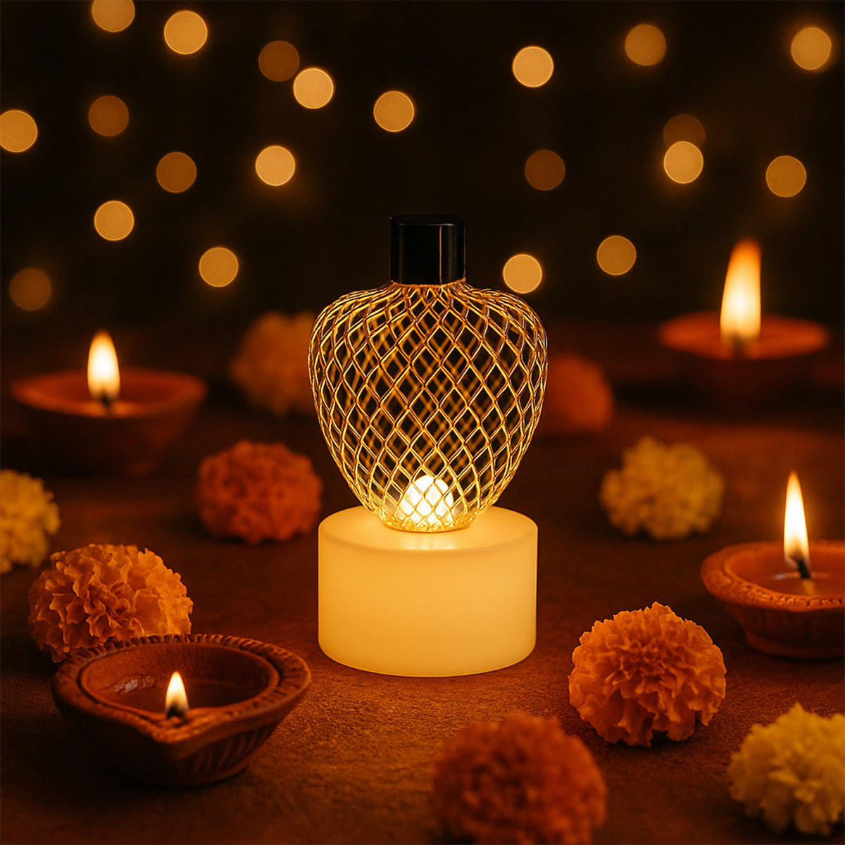 Decorative Apple Shape LED Tealight Candles with  Flameless Battery Operated Festive Lights for Home Décor (12 Pc)