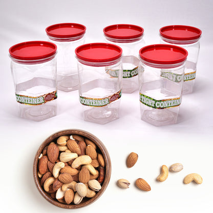 Air Tight Kitchen Storage Container For Rice  Dal  Atta Bpa-free Flour  Cereals  Snacks  Stackable  Modular Round. (Approx - 1100ml Set Of 6pcs)