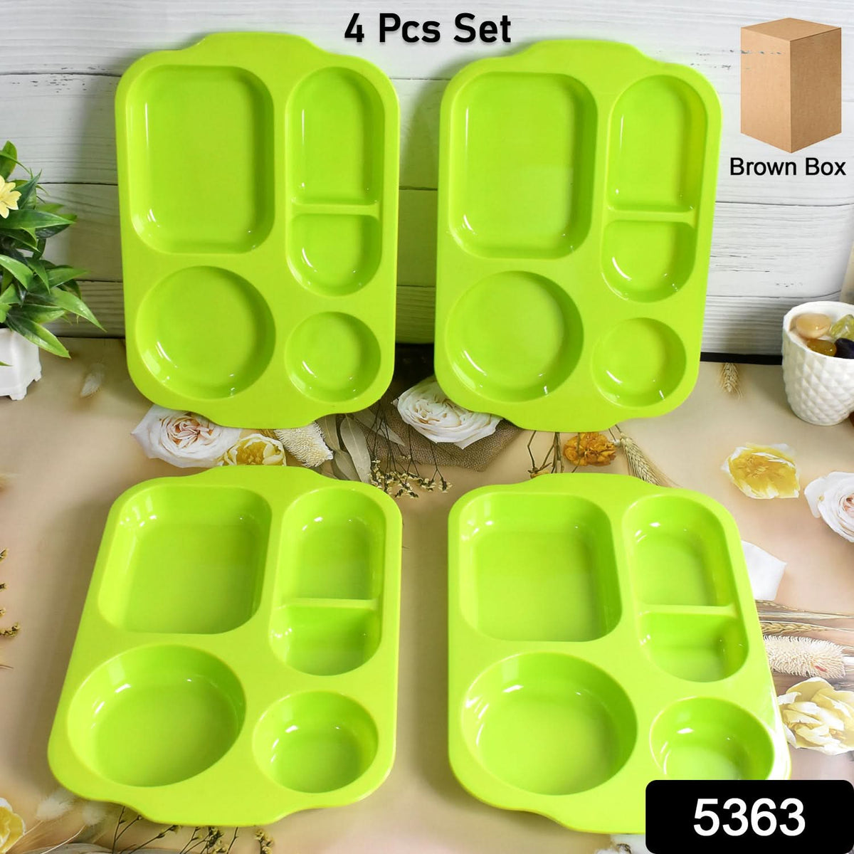 Unbreakable Plastic Food Platesbiodegradable 5 Compartment Square Plate For Food HP DD