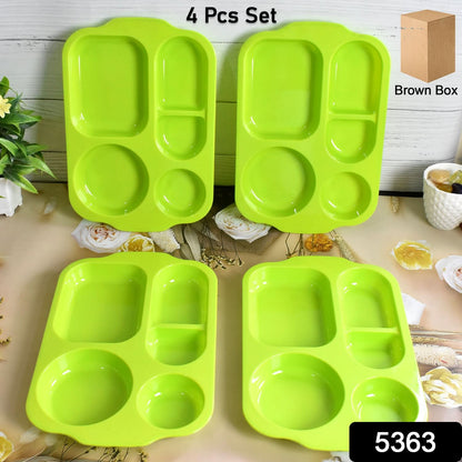 Unbreakable Plastic Food Platesbiodegradable 5 Compartment Square Plate For Food