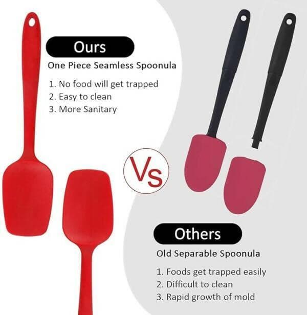 P-plus international silicone non-stick eat resistant kitchen utensil spatula red spoon (pack of 2) - HalfPe