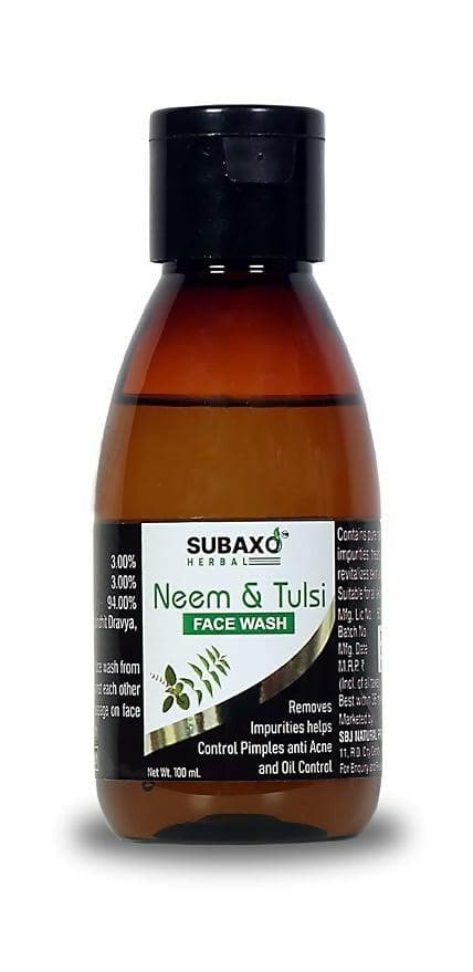 SUBAXO Neem & Tulsi Herbal Face Wash Remove Impurities Control Pimples & Acne (100ml) - HalfPe