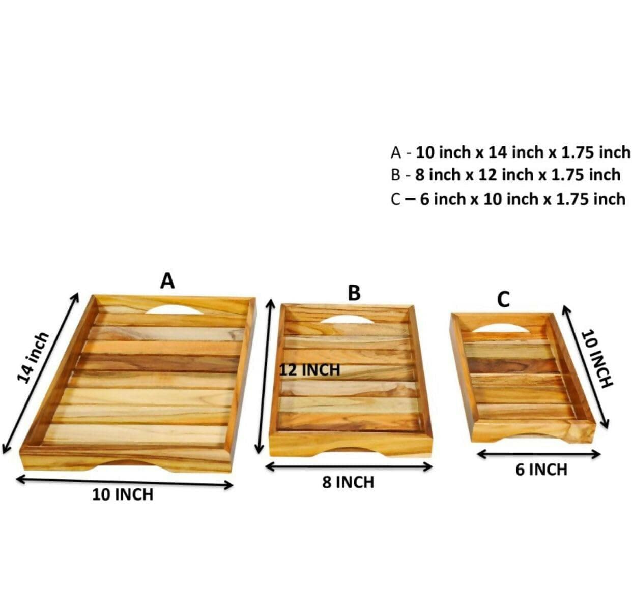 Wooden Teakwood Serving Trays (Single Piece) - HalfPe