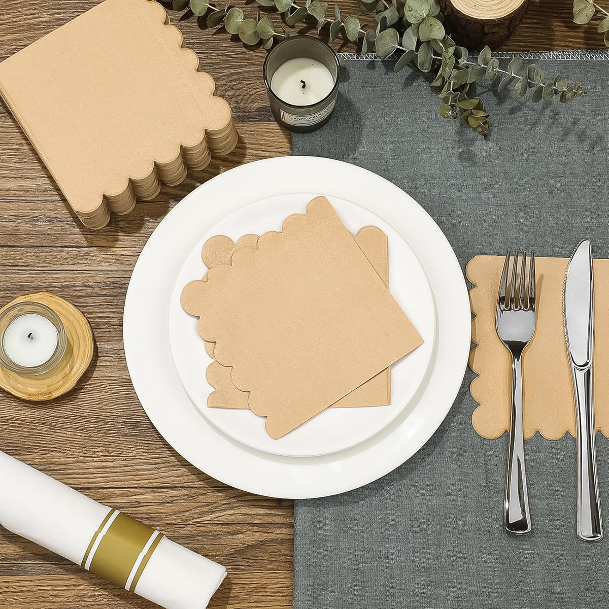 Disposable Scalloped Edge Tissue Napkins Set (120 Pc) HP DD