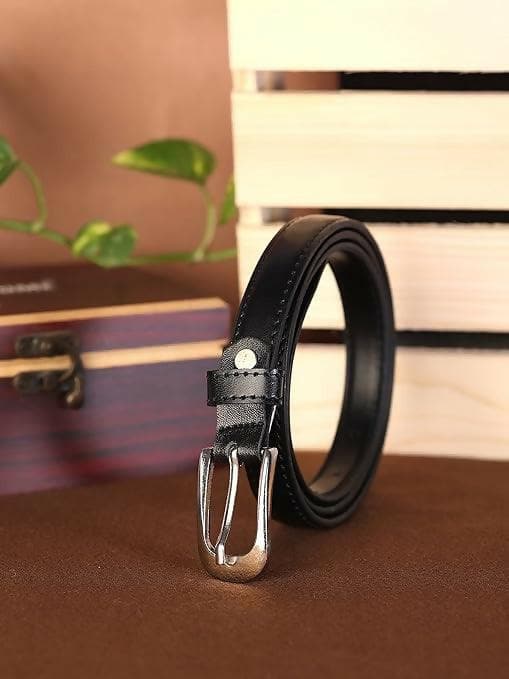 ZEVORA Women Leather Formal Belt (Black) - HalfPe