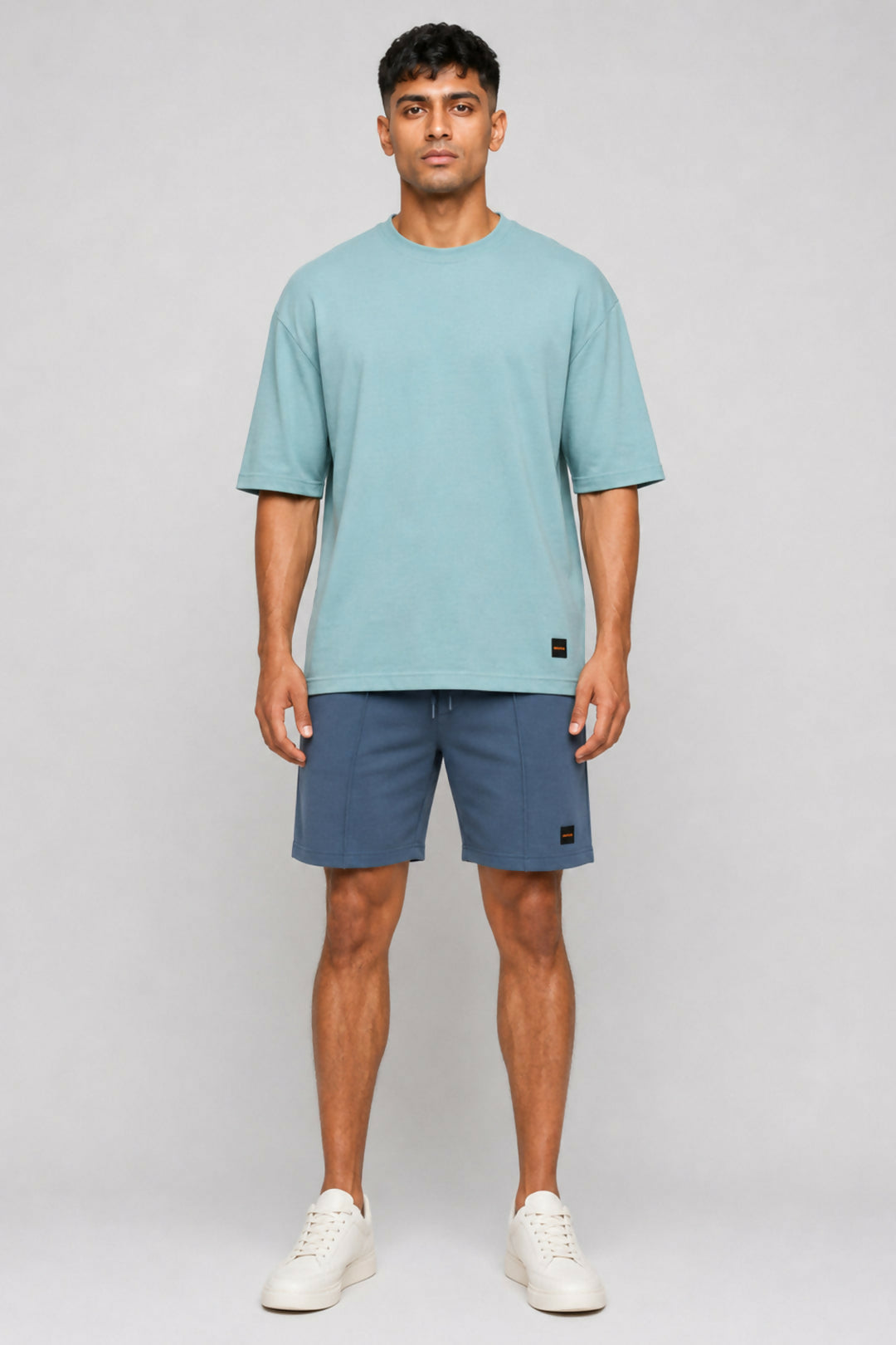 HUSTLE Men's Crew Neck Oversized T-Shirt – Mint Blue