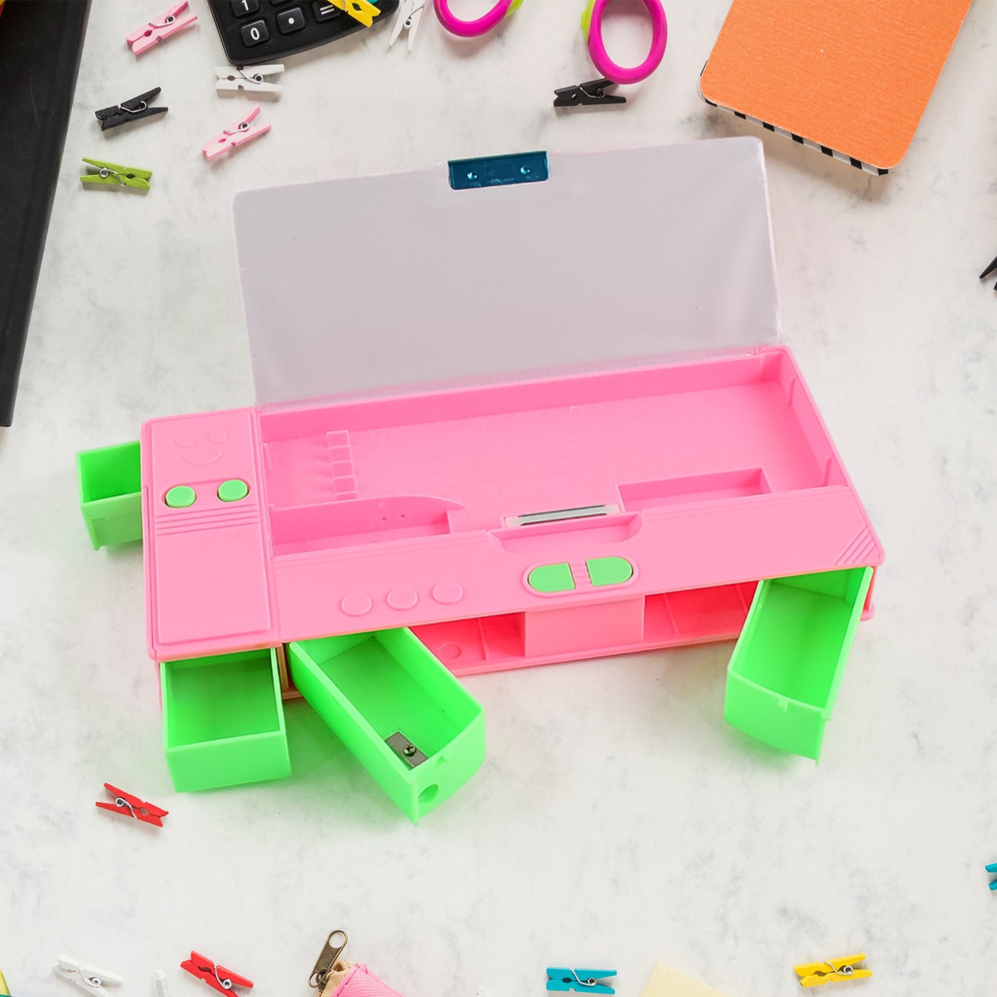 Multi Purpose Gadget Jumbo Pencil Box Compass With Calculator Jumbo 2 Side Slot Geometry Box Compass Use School  Traveling  Studio