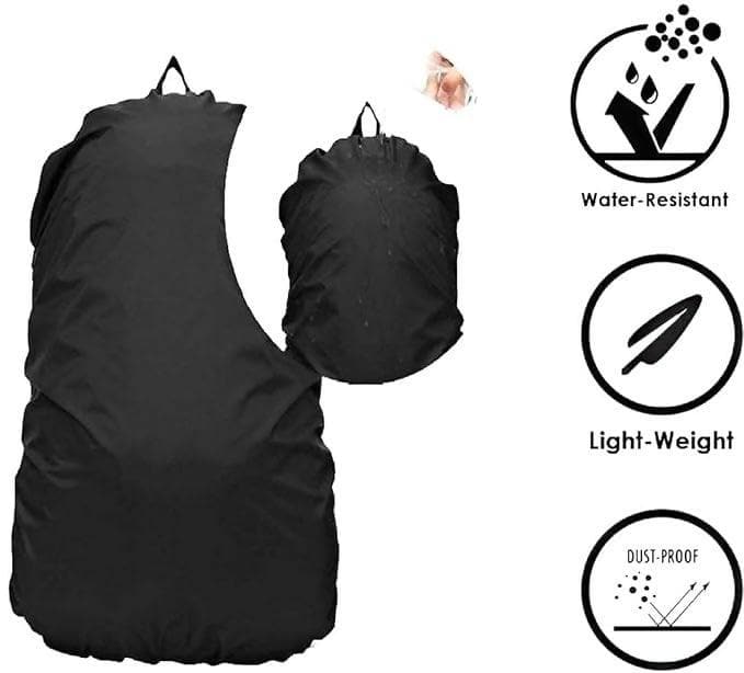 Waterproof Nylon rain Cover and dust Elastic Adjustable with Pouch for School Bag, Laptop Bags, Luggage Bag (black) - HalfPe