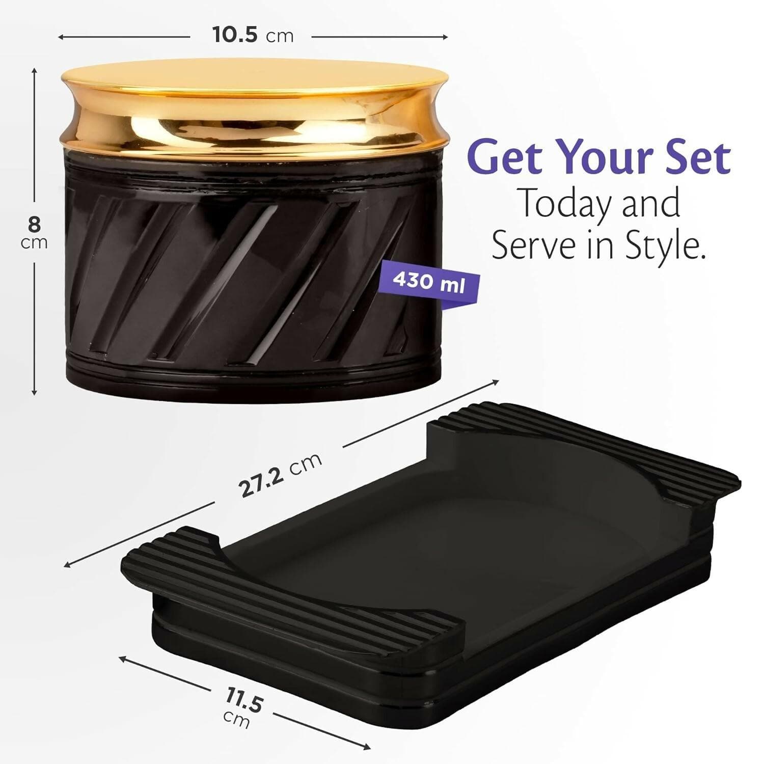 Selvel 2-Piece Black Airtight Dry Fruit Container Tray Set (430ml,Black) - HalfPe