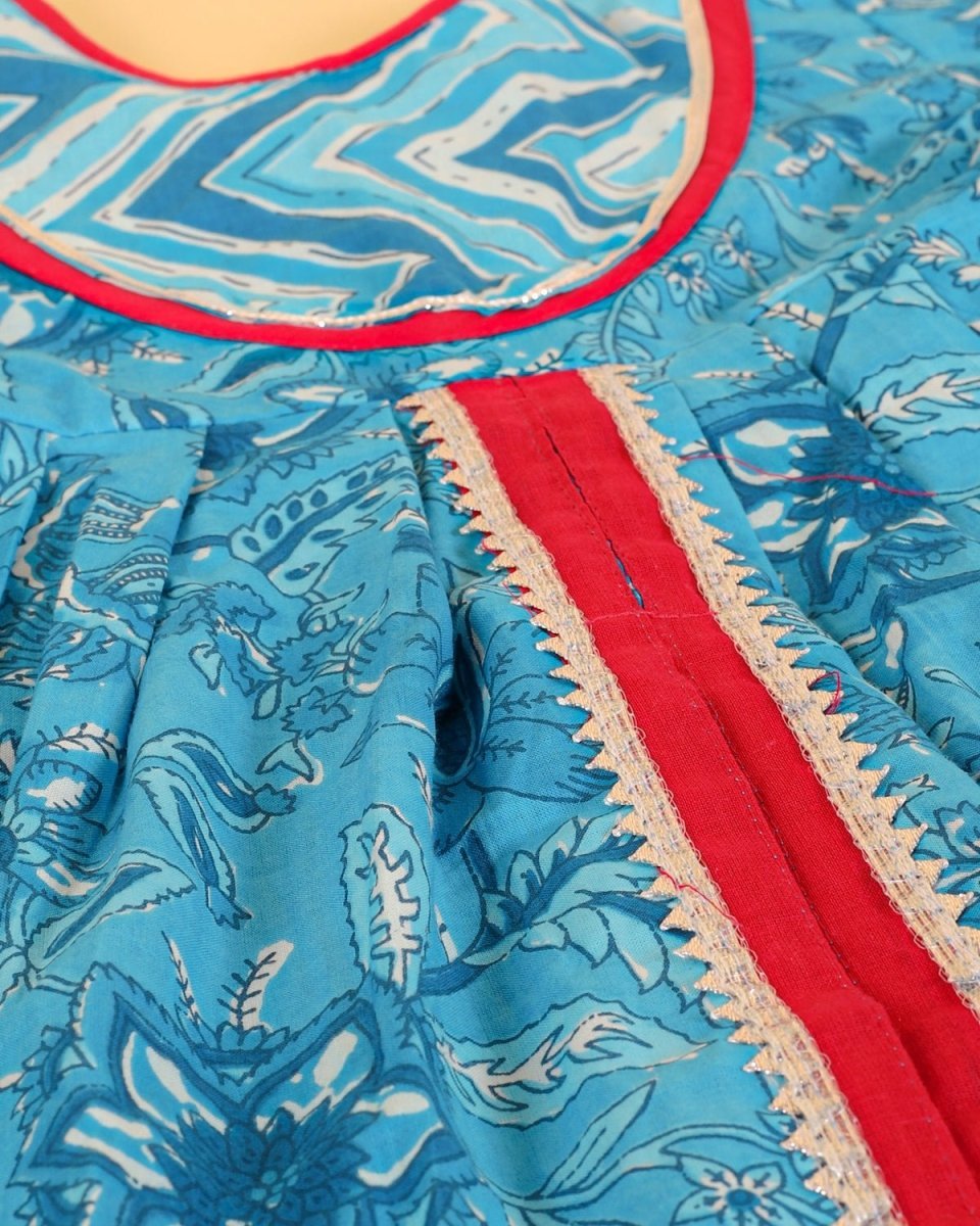 Ocean Blue Girls Anarkali Kurta Sharara Set - KES-SC-TBG-0-6