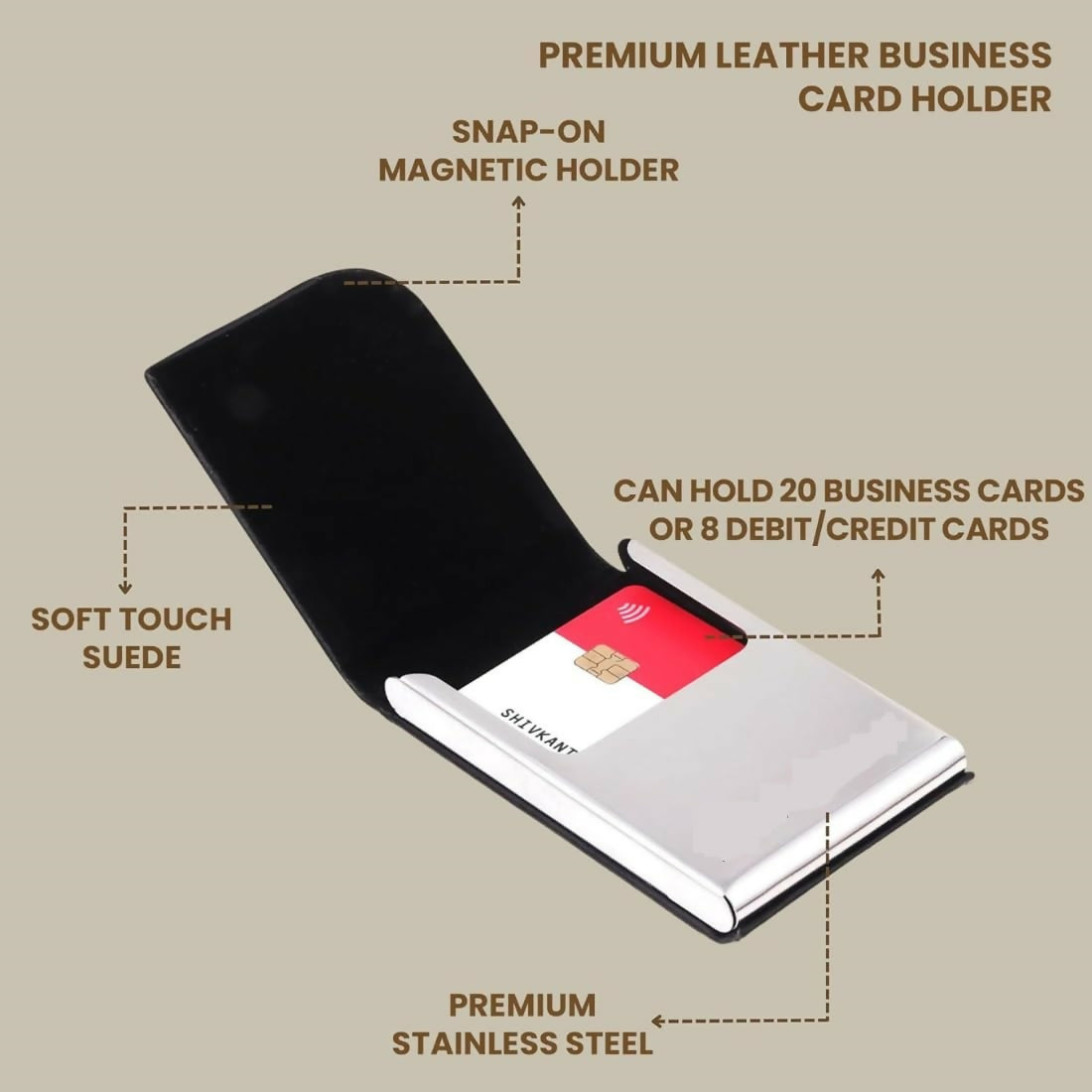 Black Card Holder Stainless Steel Unisex RFID Blocking Size 9.5X 6.5 x 1.2 cm Corporate Gift for Employees 15-20 Business Card4