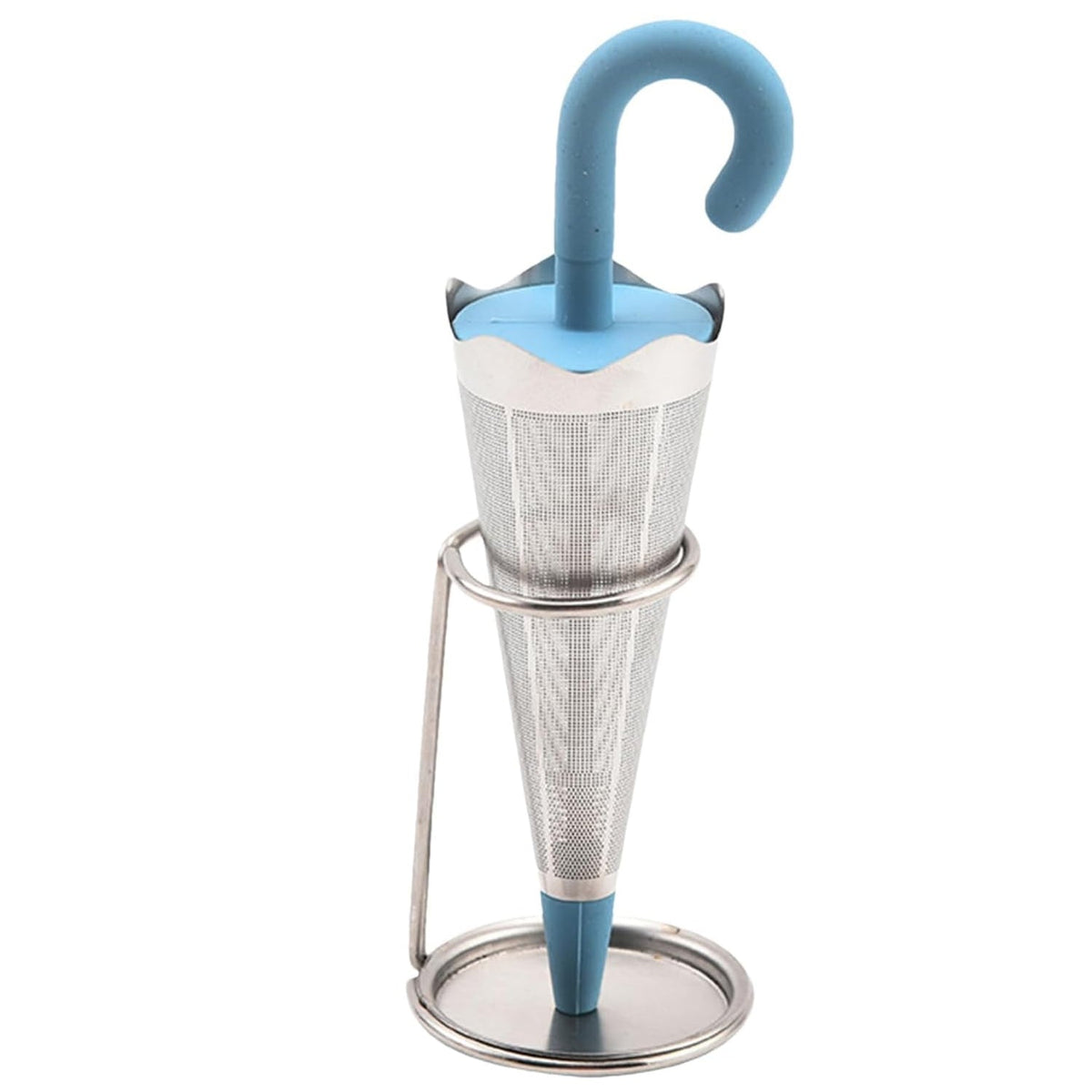 Reusable Cute Umbrella Tea Strainer With Tray  Stand (1 Pc) HP DD