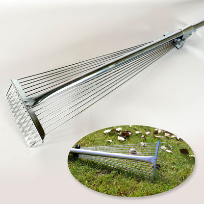 Durable Telescopic Garden Rake Stainless Steel with Adjustable Claws